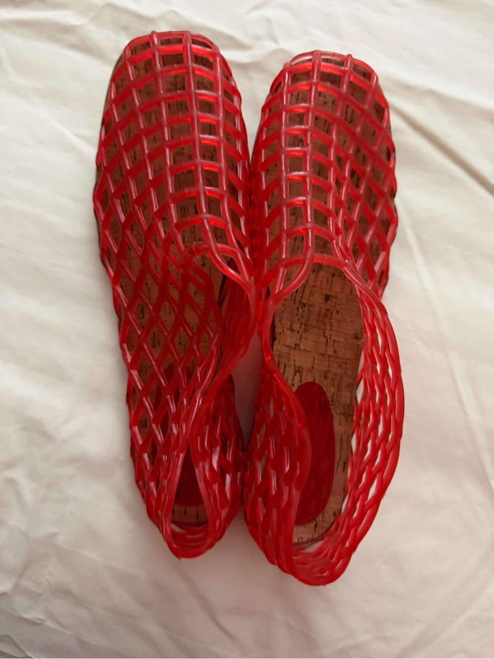 Red Women's Jelly Open Weave Slip-On Flats
